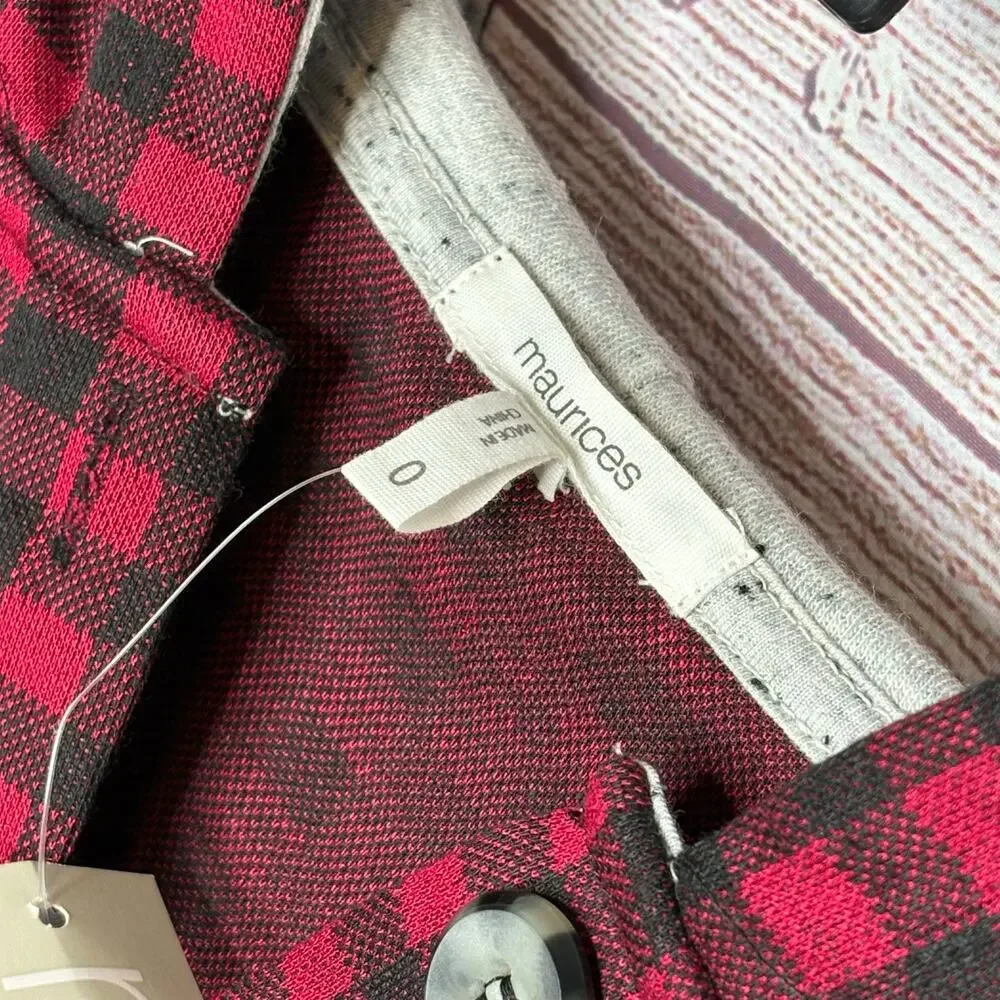 Maurices Gray Red & Black Plaid Soft Cozy Pullover Hoodie Size Plus 14W 0 New - Picture 7 of 13